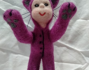 Needle Felted  Cat Onesie Child Dressup