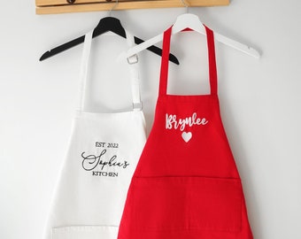 Custom Embroidered Apron, Kids Apron, Cooking Cute Apron, Mothers Day Gift, Mom Birthday Gift, Gift for Her, Baking Slime Art Party