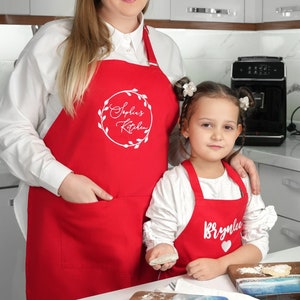 Custom Embroidered Apron for Kids, Personalized Apron, Chef Cooking Apron, Cute Toddler Apron, Mothers Day Gift, Mom Gift, Personalized Gift