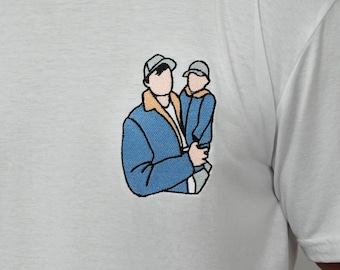 Embroidered Custom Portrait from Photo T-shirt, Family Portrait Shirts, Fathers Day Gift, Custom Embroidery Tee, Gift for Him, Gift for Dad