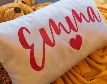 Custom Nursery Name Pillow, Boho Baby Decor, Embroidered Cotton Pillowcase