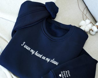 Personalized Mom Crewneck Sweatshirt, Embroidered Kids Names, Mother's Day Gift
