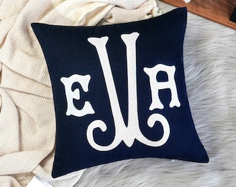 Monogrammed Embroidery Baby Pillow, Personalized Nursery Decor, Cotton