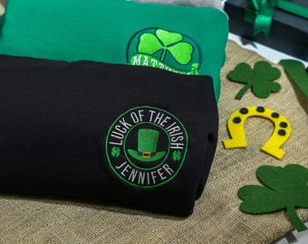 Personalized Shamrock Embroidered Sweatshirt, Irish St. Patrick's Day Gift
