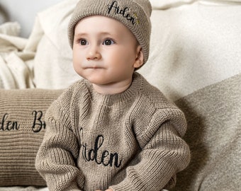 Maglione ricamato per bambini con nome personalizzato, maglione lavorato a maglia personalizzato, regalo per la doccia per bambini, regalo per neonati, regalo di Natale, regalo per bambini, regalo per bambini