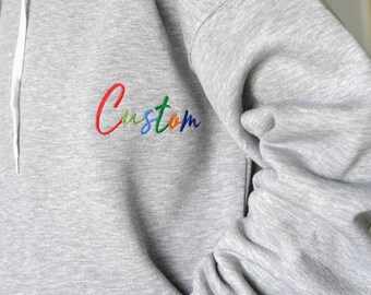 Custom Embroidered Cotton Sweatshirt, Personalized Unisex Hoodie