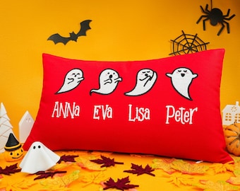 Personalized Halloween Pillow, Embroidered Ghost Names, Fall Decor