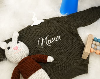 Pull personnalisé prénom brodé pour bébé, pull monogramme personnalisé, cadeau de baby shower, cadeau nouveau-né, cadeau nouvelle maman, cadeau personnalisé