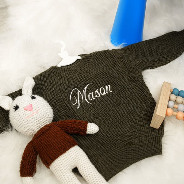 Personalized Baby Embroidered Name Sweater, Custom Monogram Sweater, Baby Shower Gift, Newborn Gift, New Mom Gift, Personalized Gift
