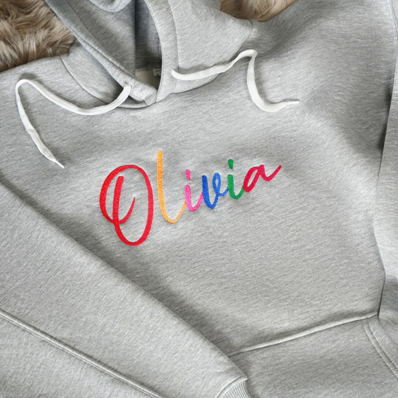 Custom Embroidered Sweatshirt, Personalized Hoodie, Embroidered Unisex Crewneck, Christmas Gift, Couple Gift Idea, Personalized Gift image 3