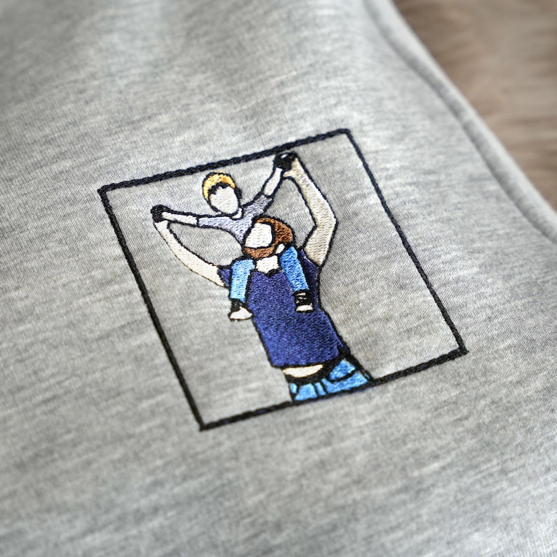 Custom Embroidered Portrait from Photo Sweatshirt, Custom Embroidered Hoodie, Gift for Dad, Gift for Him, Personalized Crewneck, Christmas image 1