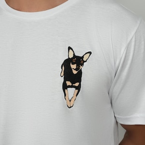 T-shirt brodé personnalisé portrait d'animal de compagnie, t-shirt personnalisé, cadeau pour maman chien, cadeaux pour amoureux des animaux, t-shirt brodé personnalisé pour animal de compagnie, cadeaux pour nouveau propriétaire de chien