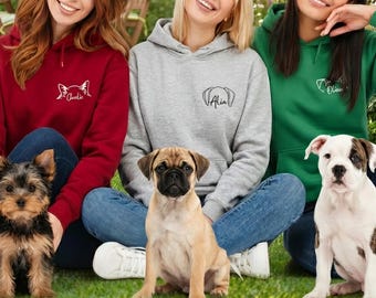 Custom Embroidered Dog Sweatshirt, Pet Portrait Hoodie, Dog Lover Gift