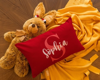 Embroidered Name Pillow, Personalized Cotton Kids Room Decor