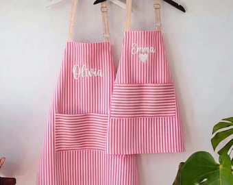 Custom Embroidered Cotton Apron, Personalized Kitchen Gift