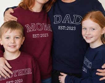 Custom Embroidered Mom or Dad Sweatshirt, Personalized Family Gift