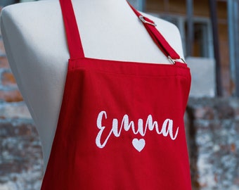 Embroidered Kid's Apron, Custom Name, Cotton Baking Apron