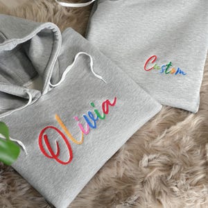 Custom Embroidered Name Sweatshirt Personalized Unisex Hoodie, Custom Text Crewneck, Birthday Gift, Gift for Her, Christmas Gift Idea