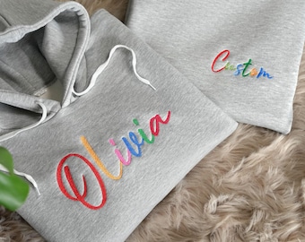 Custom Embroidered Name Hoodie, Personalized Cotton Sweatshirt