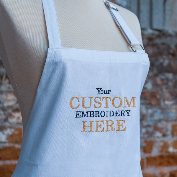 Grembiule in cotone ricamato personalizzato, regalo da cucina personalizzato