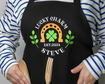 Personalized St. Patrick's Day Lucky Charm Cotton Apron, Irish Gift