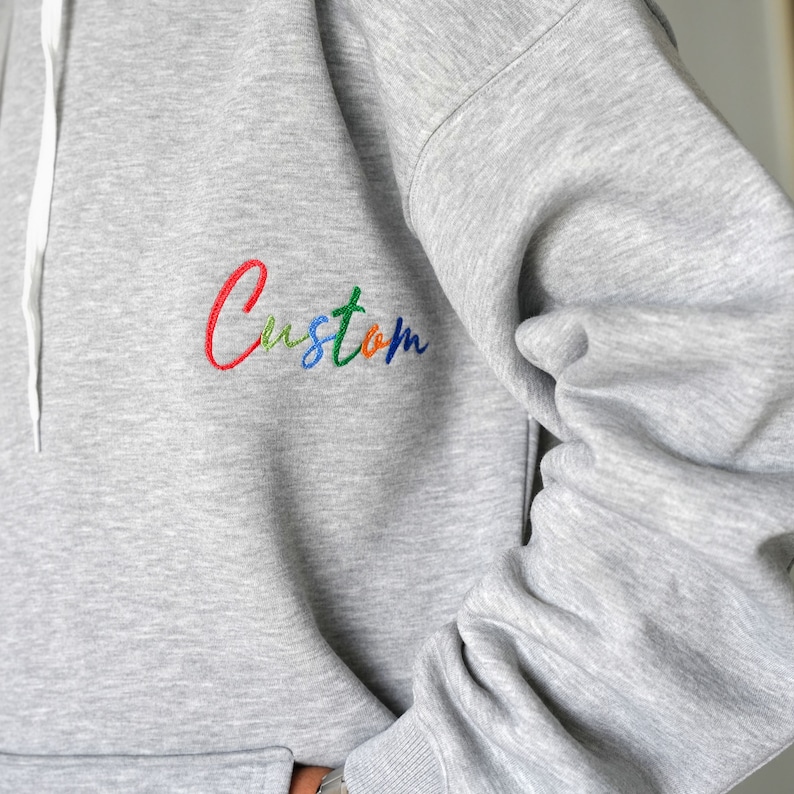 Custom Embroidered Sweatshirt, Personalized Hoodie, Embroidered Unisex Crewneck, Christmas Gift, Couple Gift Idea, Personalized Gift image 1