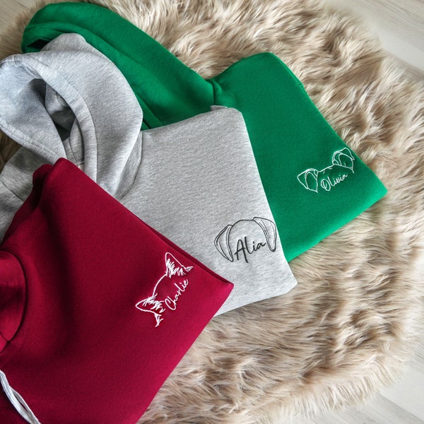 Besticktes Hunde Sweatshirt, Hunde Liebhaber Hoodie, Haustier Liebhaber Neuer Hundebesitzer Geschenk, Hundemama, Hundepapa personalisierte Rundhalsausschnitt, Welpen Hoodie Geschenk