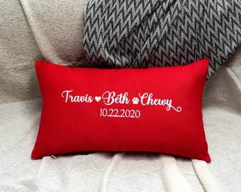 Custom Embroidery Couple Pillow, Personalized Anniversary Gift