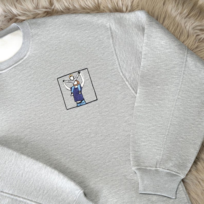 Custom Embroidered Portrait from Photo Sweatshirt, Custom Embroidered Hoodie, Gift for Dad, Gift for Him, Personalized Crewneck, Christmas image 2