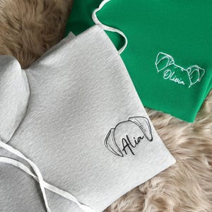 Dog Mom Embroidered Custom Sweatshirt, Personalized Pet Embroidered Hoodie, New Dog Owner Gift, Line Art Dog Sweatshirt, Pet Christmas Gift