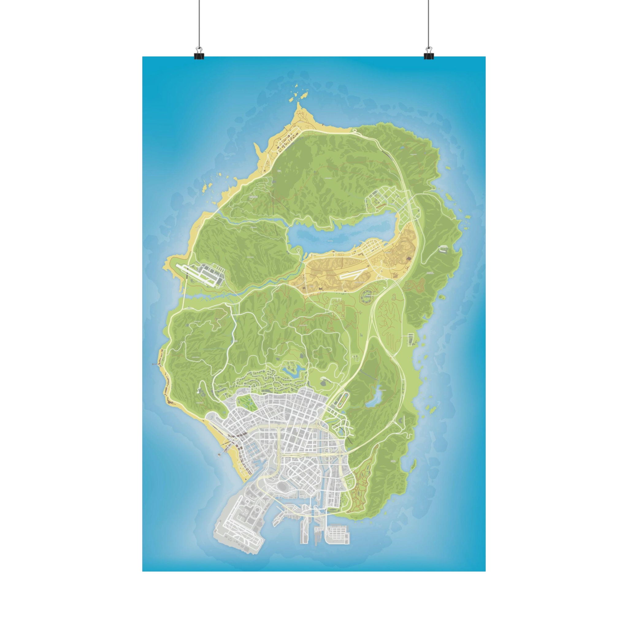 GTA V map Los Santos' Poster, picture, metal print, paint by Lucas