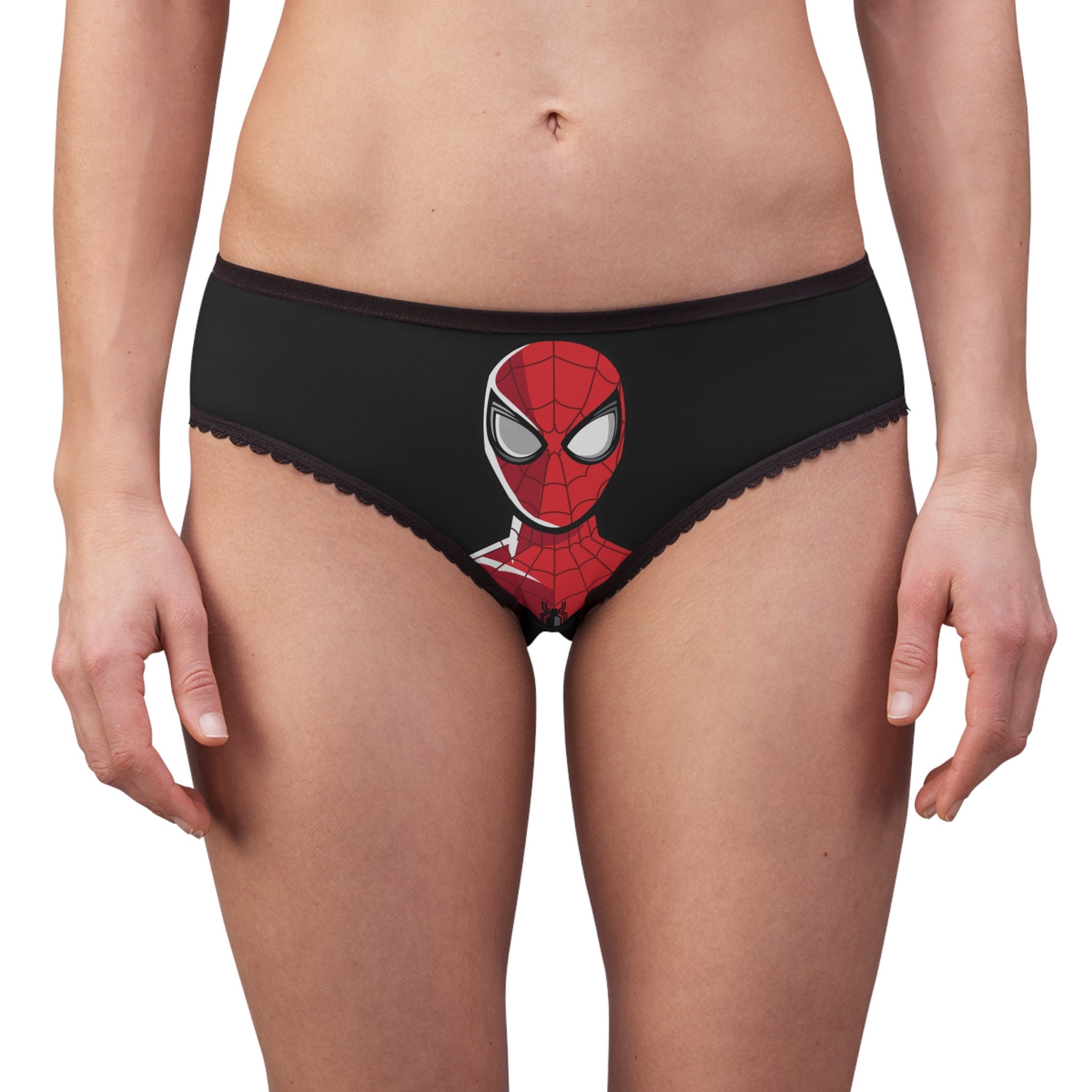 SPIDERMAN KNICKERS MARVEL RED & BLACK LACE SLINKY STYLE WOMEN