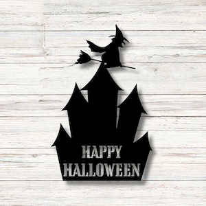 Metal Happy Halloween Sign,fall decor,home decor, patio decor, metal sign,Halloween Decor, Haunted House, Witch, Metal wall art, Halloween