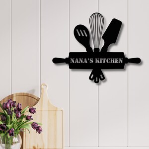 Personalized Nana&#39;s Kitchen Metal Sign: Custom Wall Decor