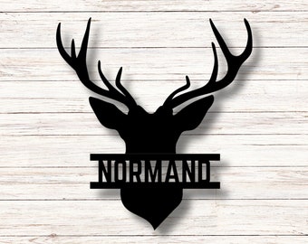 Personalized Deer Hunter Metal Sign, Custom Cabin Wall Art, Deer Hunting Sign, Last Name Sign, Hunter Sign, Custom Hunting Sign, Deer Hunt