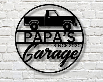 Personalized Fathers Day Sign for Dad, Papas garage Metal Sign, Fathers Day Gift, Gift for Dad, Gift for Grandpa, Gift for Papa, Papaw