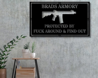 Custom Metal Armory Sign: Personalized Military Decor, Mancave Art
