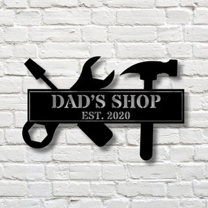 Dad's Workshop, Gift For Dad, Papas Work Shop Metal Sign, Shop Sign For Dad Fathers Day Gift, Gift for Dad, Gift for Grandpa, Gift for Papa