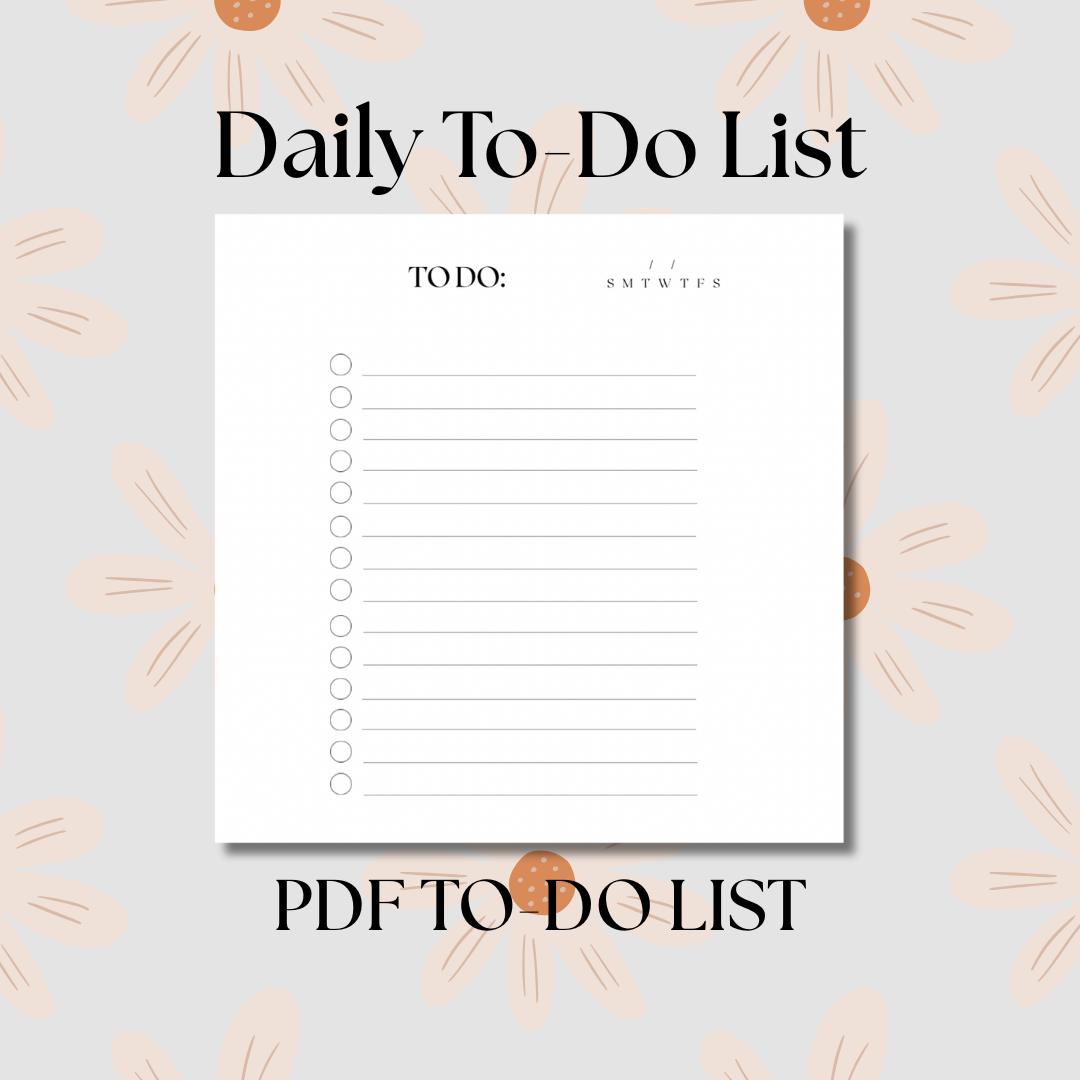 To Do List, Task Tracker, Productivity Tool, Daily To Do List Tracker Template, To Do Template, To Do List Digital Download, Daily To Do