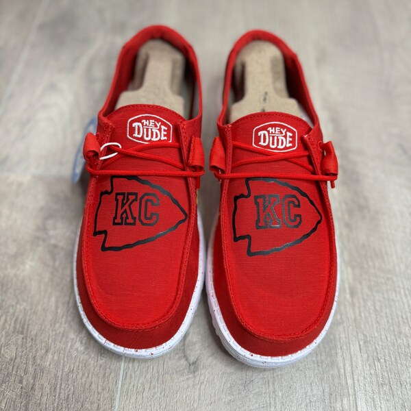 Red Kansas City Inspired Hey Dude Shoes