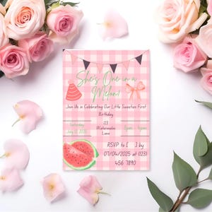 Editable One in a Melon First Birthday Invitation