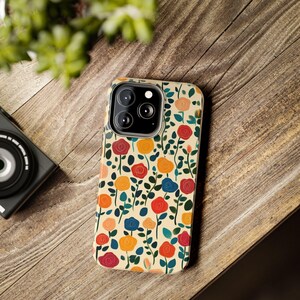 カラフルなローズ柄の丈夫な携帯電話ケース、花柄の携帯電話カバー、ハードシェルの携帯電話プロテクター、鮮やかな花柄の携帯電話ケース、保護モバイル