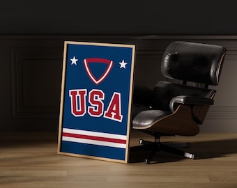 1980 Miracle on Ice Hockey Print | USA Team Sports Art