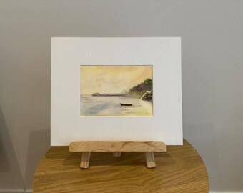 Ready To Go. ORIGINAL Watercolour sea view, Image, 6" x 8", White Mount 10" x 12". (Unframed).