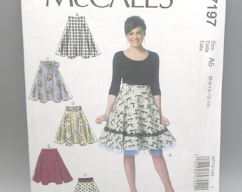 McCall's M7197 ~ Misses' Flared Skirts Sewing Pattern ~ Size A5 (6-8-10-12-14)