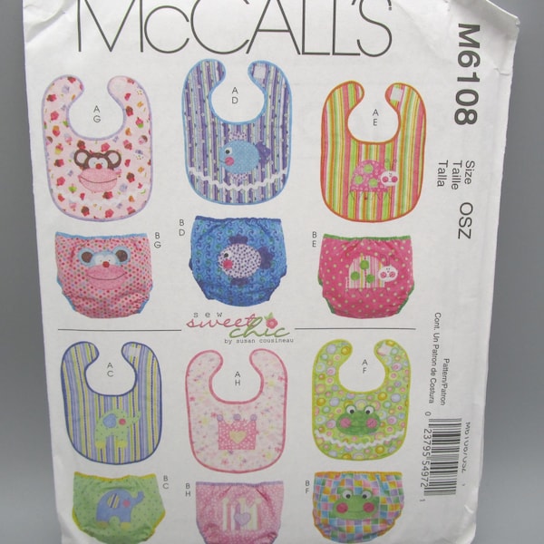 McCall's Sew Sweet Chic ~ Infants' Bibs and Diaper Covers Sewing Pattern #M6108 ~ One Size