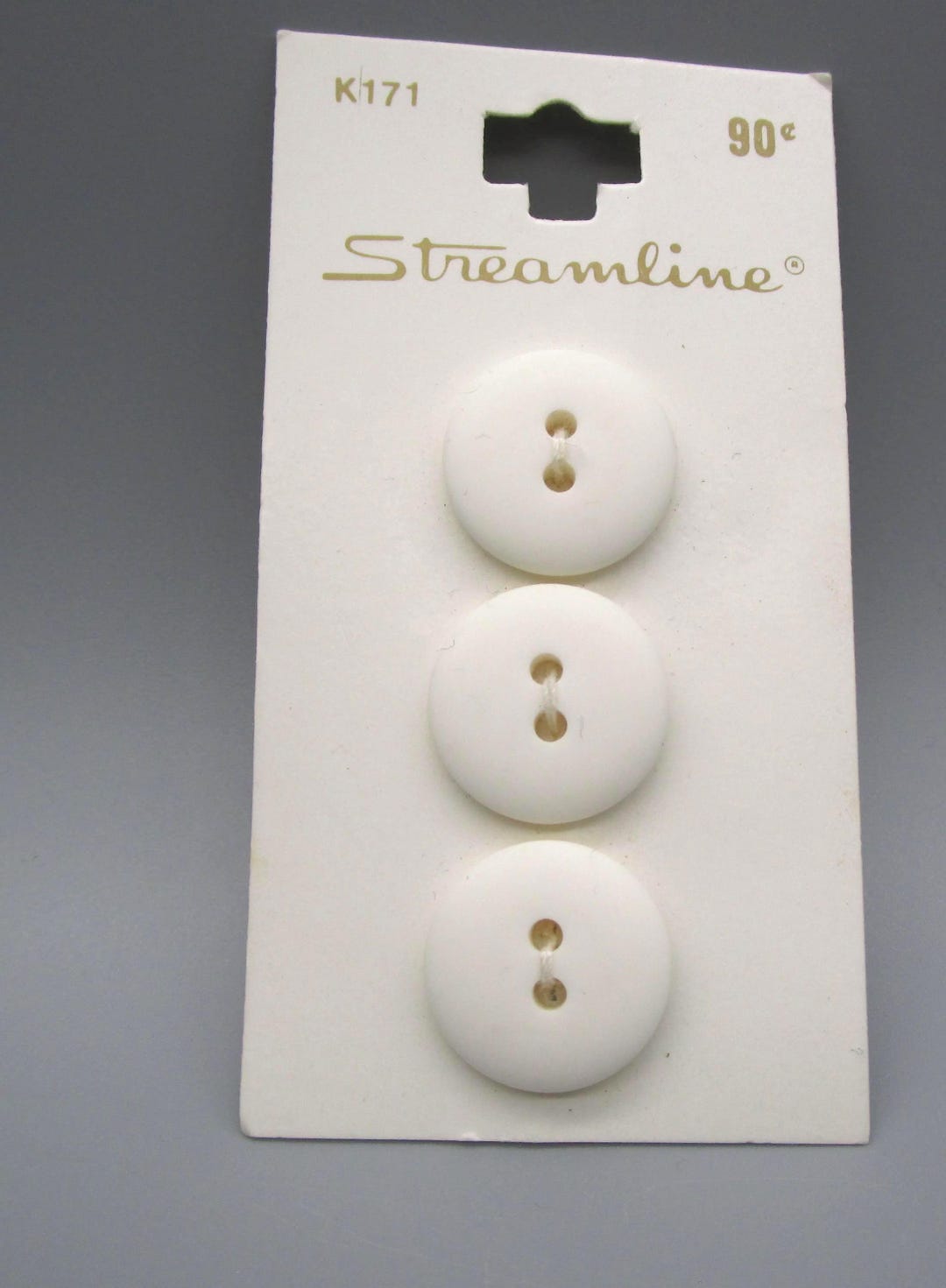 Stream Line Sewing Buttons Numbers Streamline ~ Vintage 3 Piece White 11/16