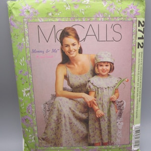 McCall's 2712 ~ Mommy and Me April Cornell Misses' Dress & Girls' Dress and Hat Sewing Pattern ~ Size Misses' 8-22 and Girls' 3-8