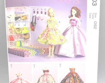 McCall's Crafts ~ Formal Dresses, Accessories, Closet and Hangers For 11-1/2" (29cm) Doll Sewing Pattern #M6903 ~ One Size