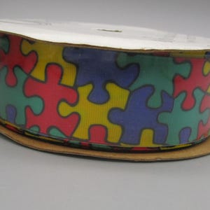 Offray ~ Autism Awareness Puzzle Pieces Ribbon 7/8 inch x 10 feet